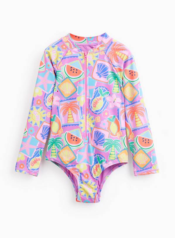 Tropical Postcard Print Rash Bodysuit 5-6 years